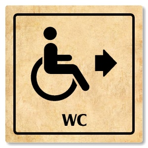 WC invalidé vpravo, 100x100mm, pergamen, Arizona